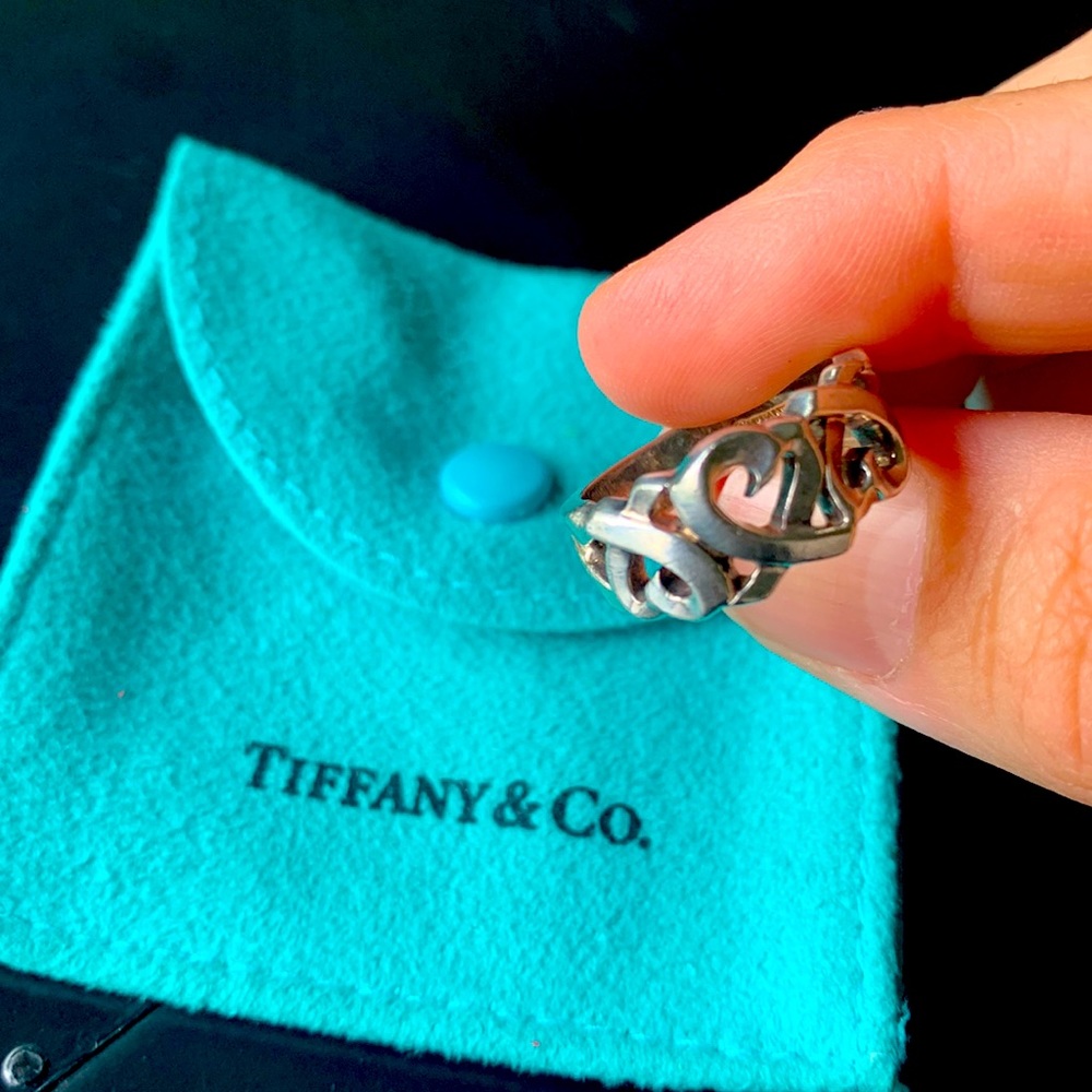 Tiffany & Co Paloma Picasso Truple Loving Heart Ring - Silver - Sz 5.5